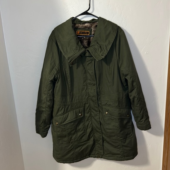 Lady Von Hart olive quilted parka jacket XL - Picture 2 of 12